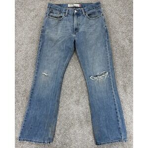 Vintage Levis 527 Jeans Mens 32x30 Blue Low Boot Cut Distressed Light Wash Denim